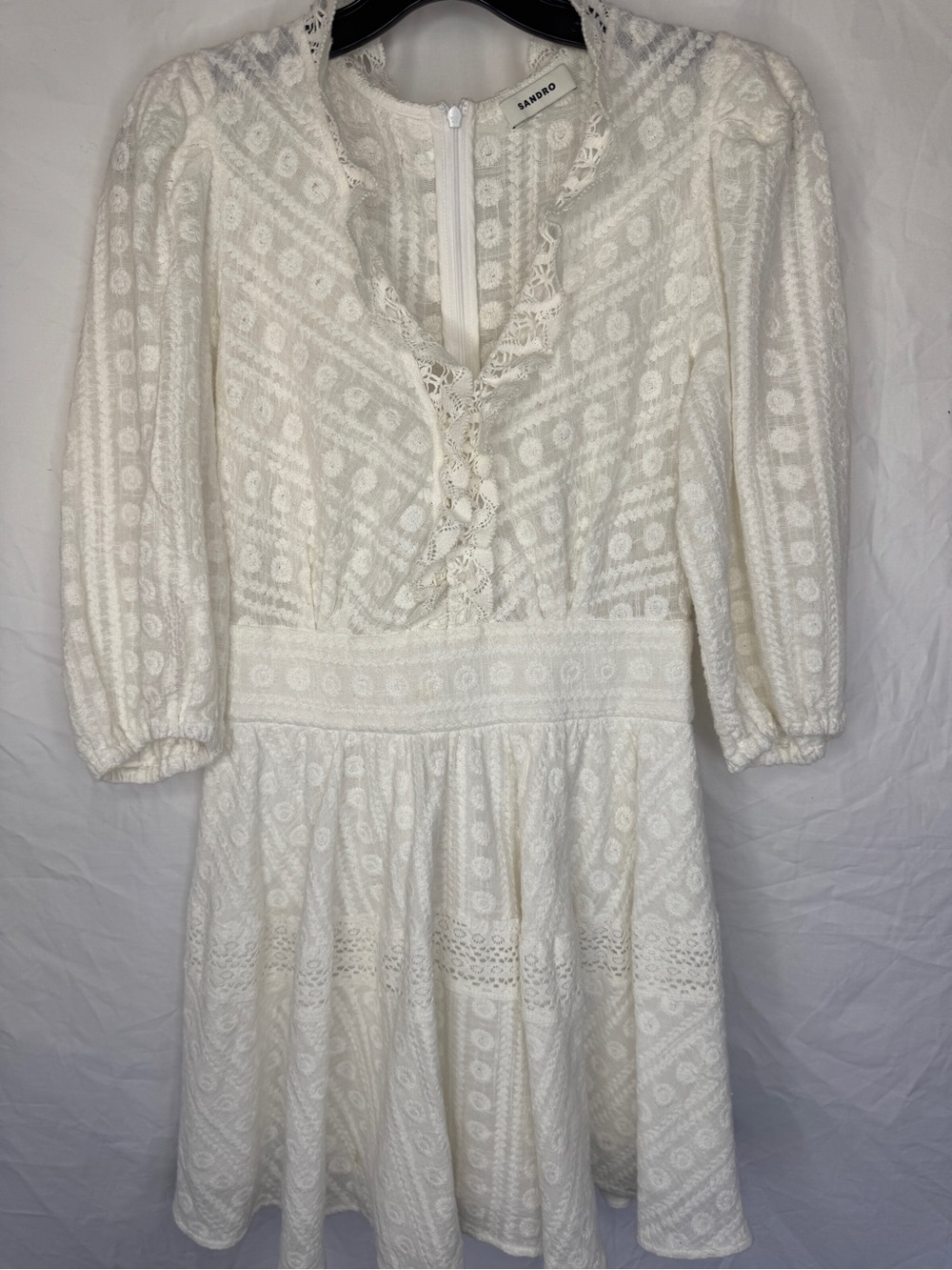 Sandro White Lace Fit & Flare Dress